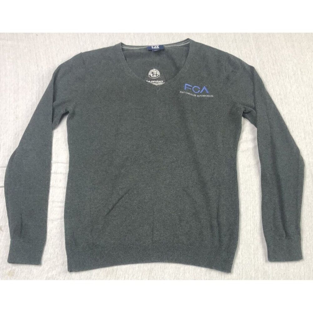 Cutter and Buck Mens Sweater FCA Logo Automobiles Long Sleeve Gray Size Medium